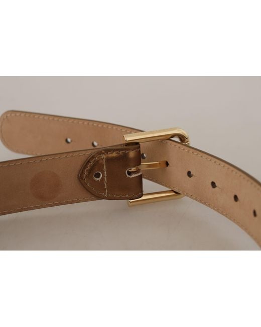 Dolce & Gabbana Black Bronze Leather Belt With-Toned Buckle