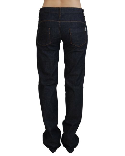 CoSTUME NATIONAL Black Blue Low Waist Straight Denim Pants Jeans