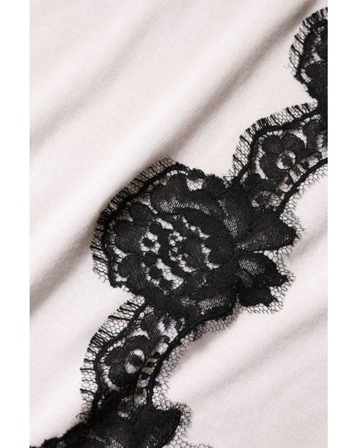 Dolce & Gabbana White Cashmere Floral Lace Detailing Tank Top for men