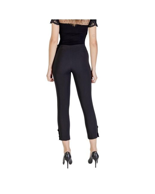 Rinascimento Blue Black Polyester Casual Pants