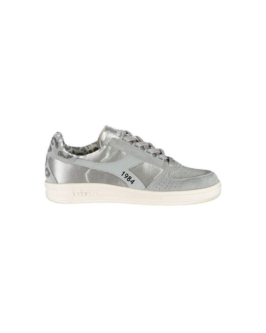 Diadora Gray Sparkling Lace-Up Sneakers With Swarovski Crystals
