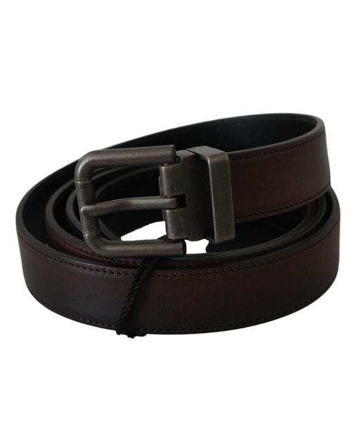 Dolce & Gabbana Black Solid Leather Buckle Belt for men