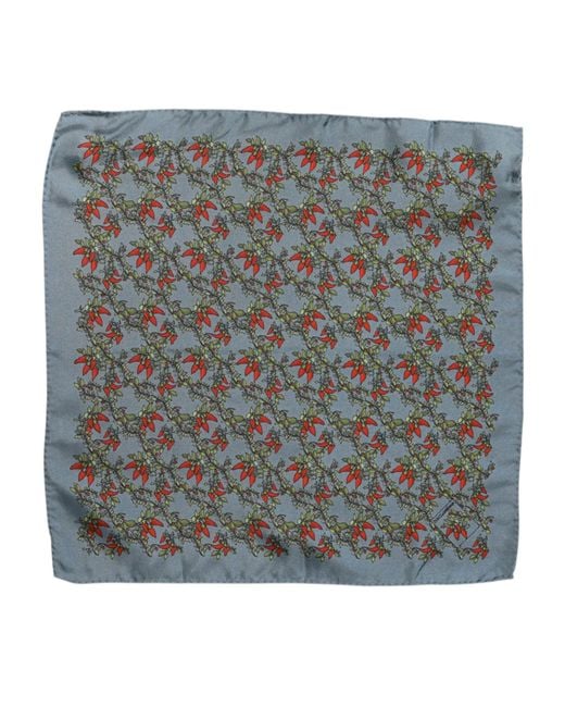 Dolce & Gabbana Gray Chilis Silk Square Foulard Scarf for men