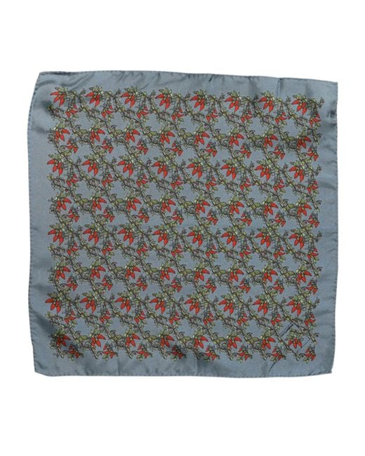 Dolce & Gabbana Gray Chilis Silk Square Foulard Scarf for men