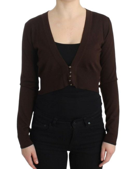 Roberto Cavalli Black Elegant Virgin Woo Cropped Cardigan