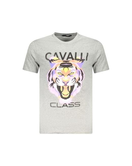 Roberto Cavalli Gray Tiger Graphic Tee for men