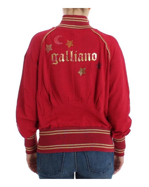 John Galliano Red Pink Mock Zip Cardigan Sweatshirt Sweater