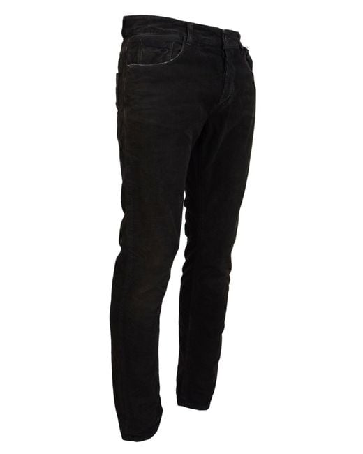 CoSTUME NATIONAL Black Gray Cotton Corduroycasual Jeans for men