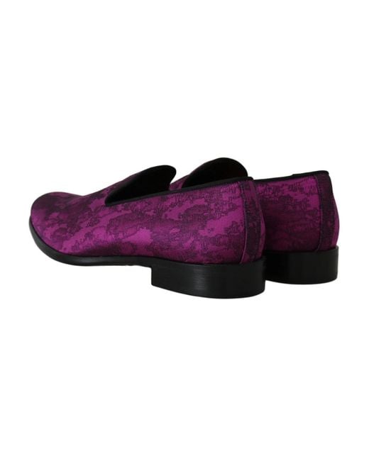 Dolce & Gabbana Purple Silk Pattern Loafers for men