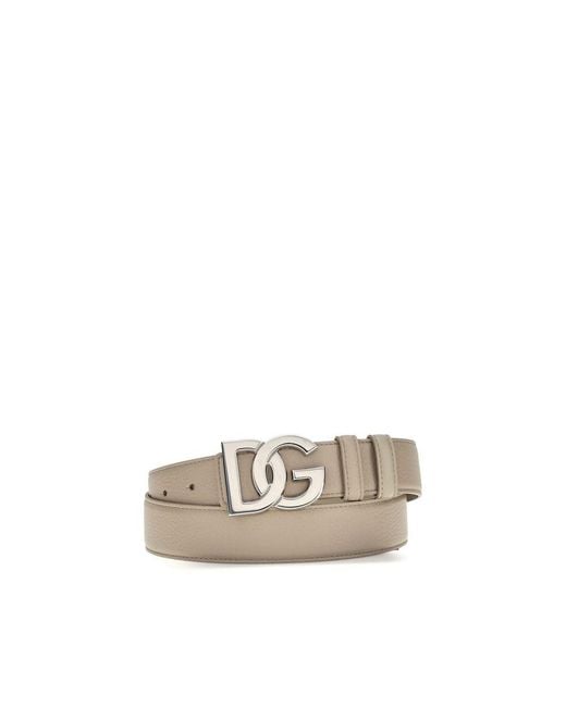 Dolce & Gabbana Natural Beige Calf Leather Bos Taurus Regular Belt for men
