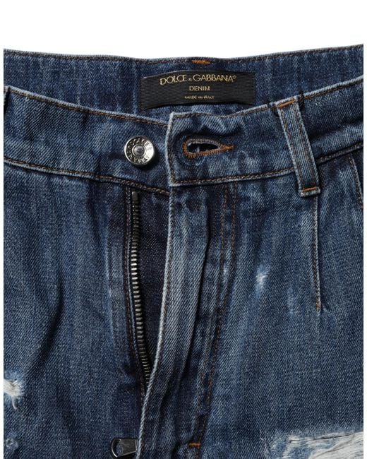 Dolce & Gabbana Blue Distressed Denim Shorts