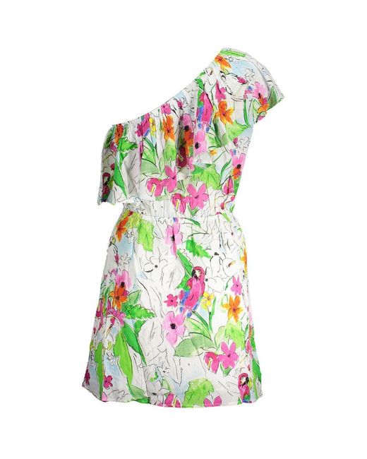 Desigual Green White Viscose Dress