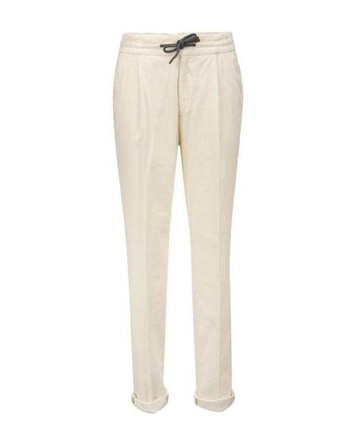 Brunello Cucinelli Natural White Cotton Casual Pants for men