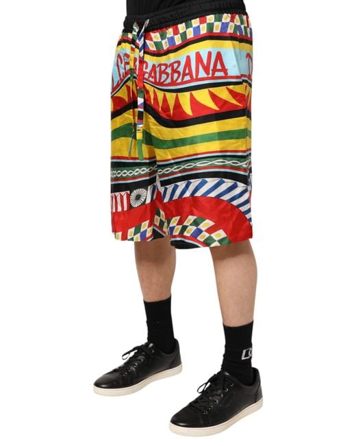 Dolce & Gabbana Multicolor Sicilian Carretto Shorts Swimwear for men