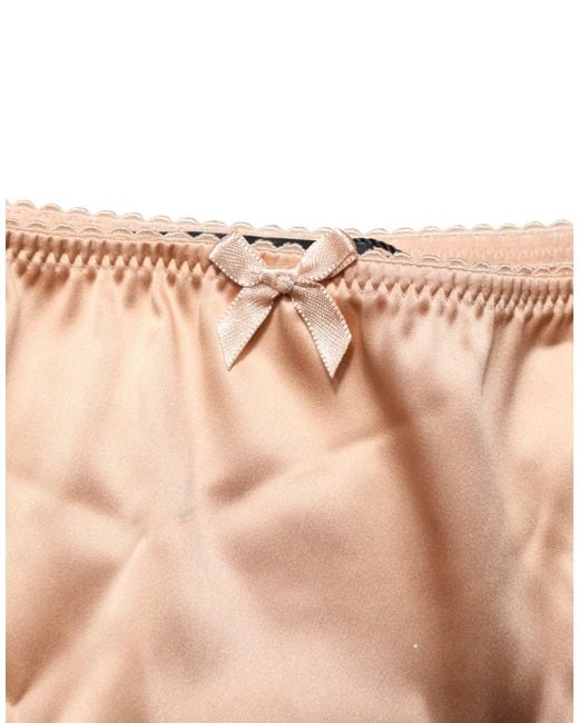 Dolce & Gabbana Pink Beige Silk Stretch Mid Waist Brief Panty Underwear