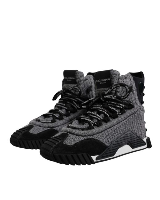 Dolce & Gabbana Gray Black Ns1 High Top Boots Sneakers Shoes