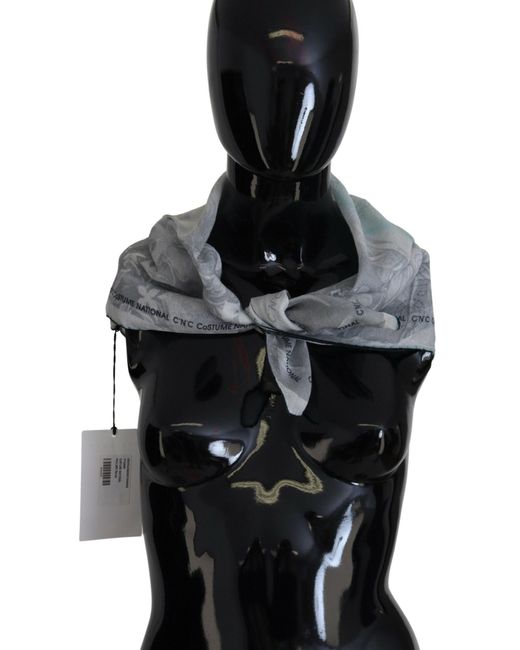CoSTUME NATIONAL Black Gray Print Shawl Foulard Branded Scarf