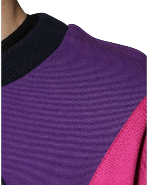 Dolce & Gabbana Pink Multicolor Crew Neck Men Sweatshirt Sweater for men