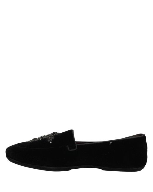 Dolce & Gabbana Black Suede Embellished Dress Loafers Shoes for men