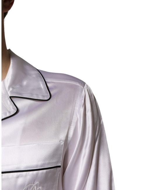 Dolce & Gabbana White Satin Silk Pajama Set Sleepwear for men