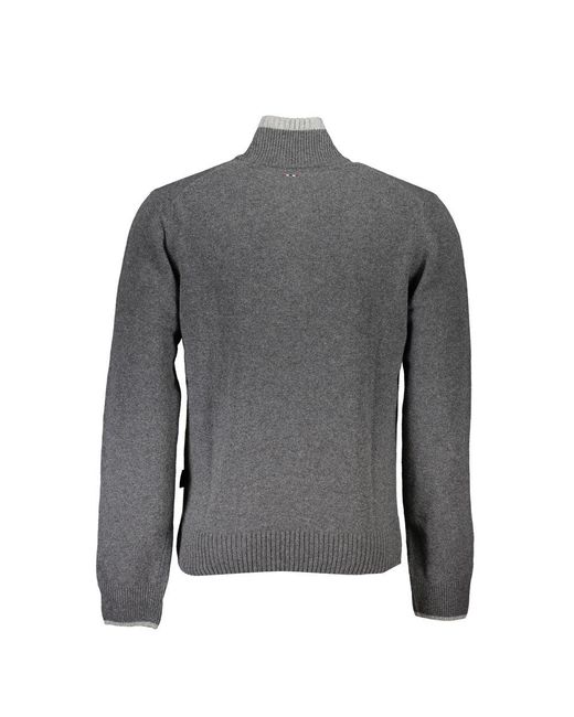 Napapijri Gray Elegant Half Zip Sweater With Bold Accents for men