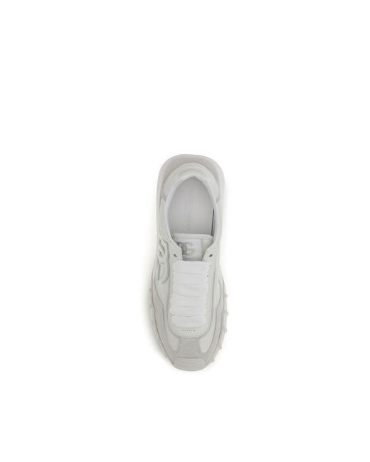 Dolce & Gabbana White Calf Leather Bos Taurus Athletic Sneakers for men