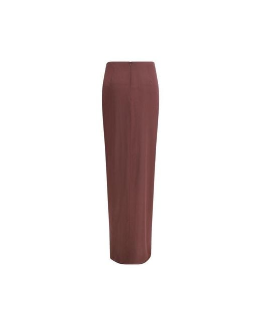 ANDAMANE Red Brown Silk Midi Skirt