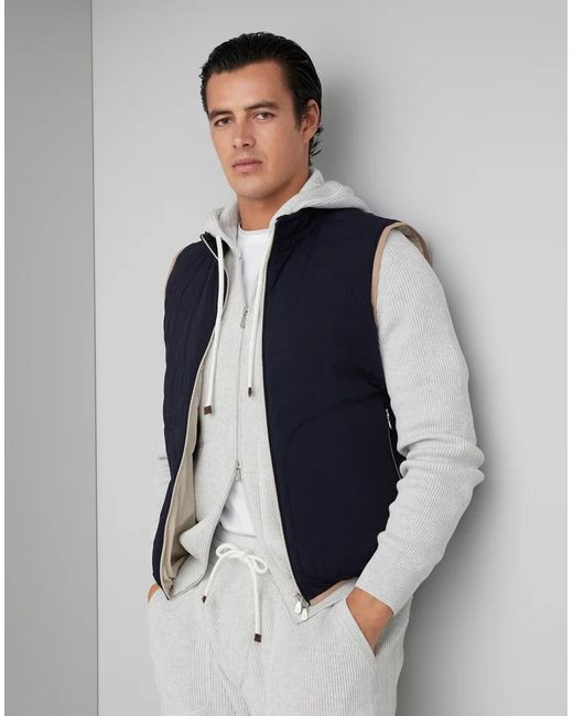 Brunello Cucinelli White Multicolor Polyamide Sleeveless Jacket for men