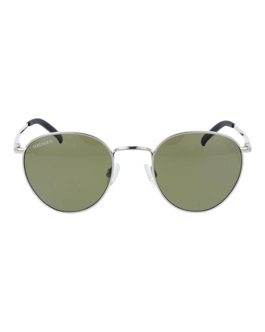 Serengeti Green Silver Metal Sunglasses