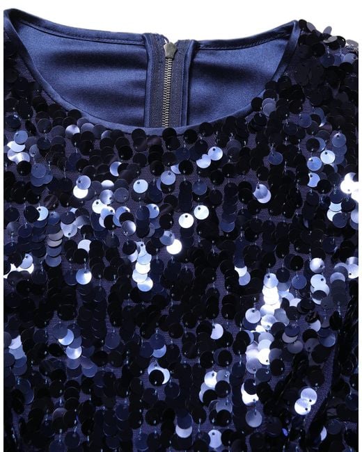 Dolce & Gabbana Blue Sequined Long Sleeves Crop Blouse Top Nylon