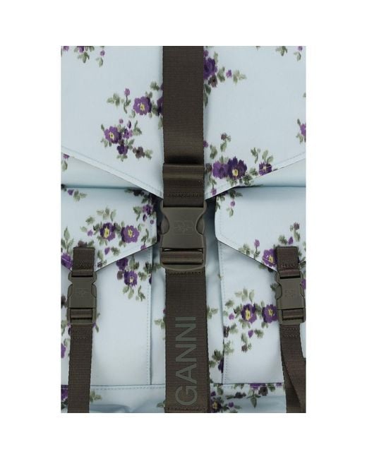 Ganni Blue Polyester Backpack