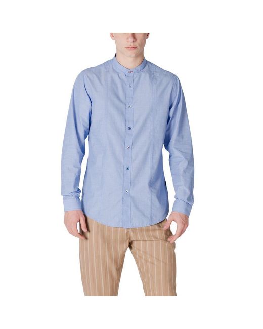 Gianni Lupo Blue Cotton Shirt for men