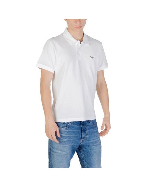 Emporio Armani Blue White Cotton Polo Shirt for men