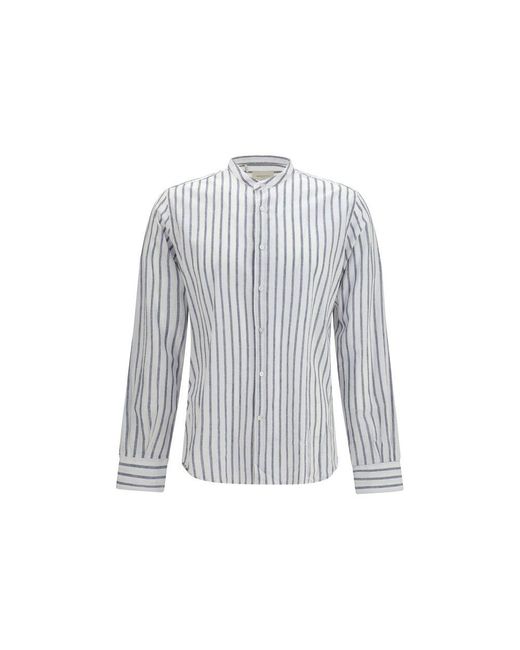Brooksfield Blue Cotton Pattern Shirt for men