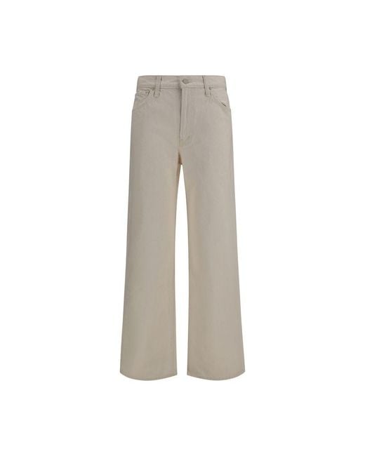 Mother Gray White Cotton Relaxed Fit Jeans