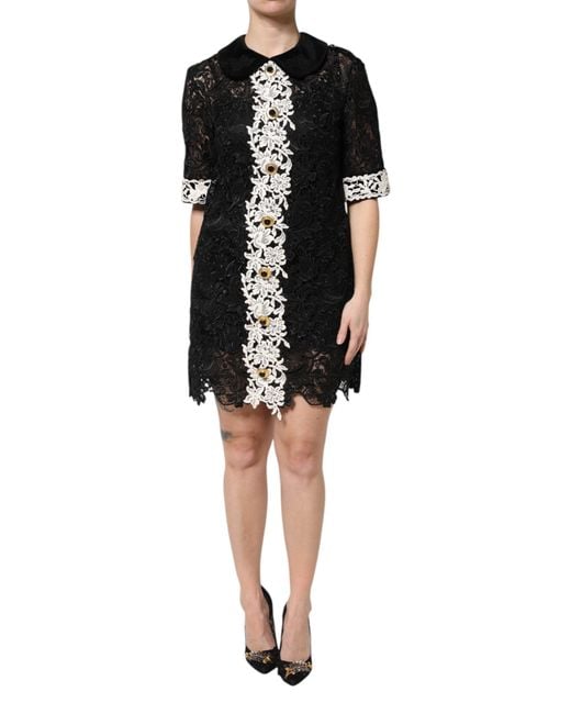 Dolce & Gabbana Black Floral Lace Embellished Mini Dress for men