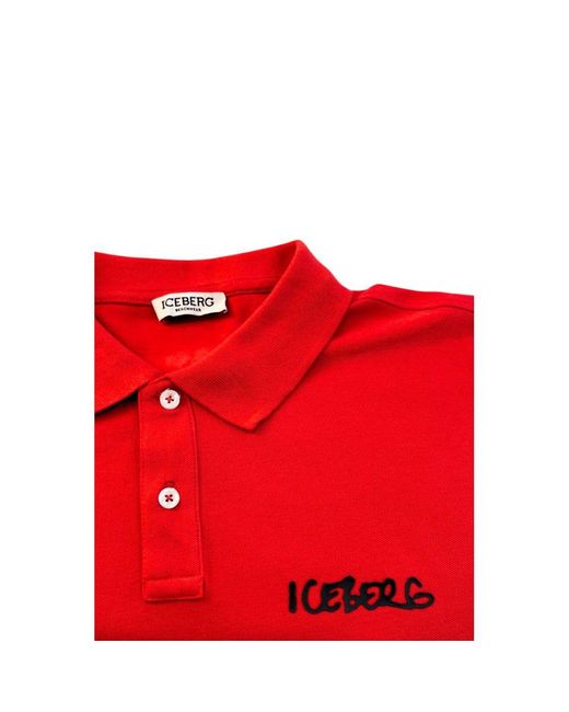 Iceberg Red Cotton Men Polo Shirt for men