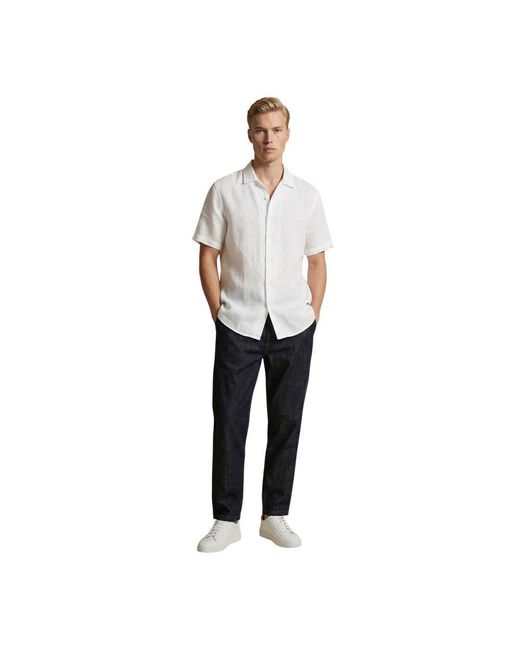 Gianni Lupo Gray White Linen Shortsleeve Shirt for men