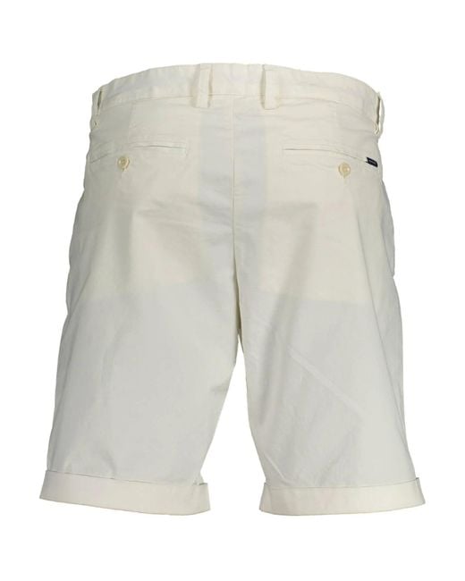 Gant Gray White Cotton Bermuda Shorts for men