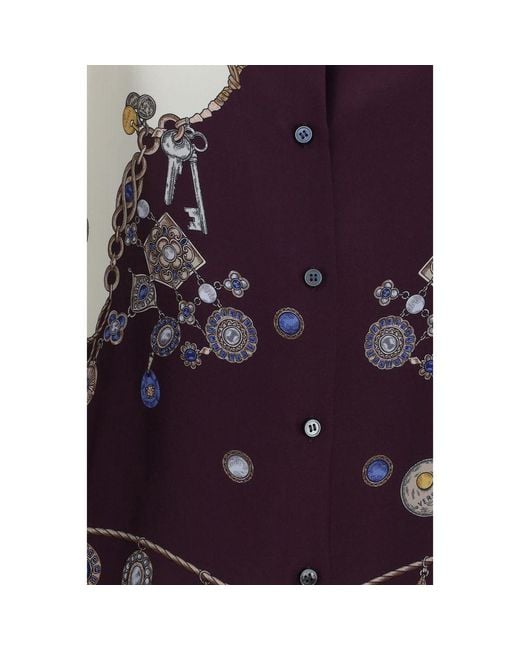 Versace Purple Multicolor Silk Pattern Shirt