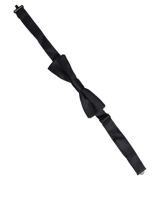 Dolce & Gabbana Men Black 100% Silk Adjustable Neck Papillon Bow Tie for men