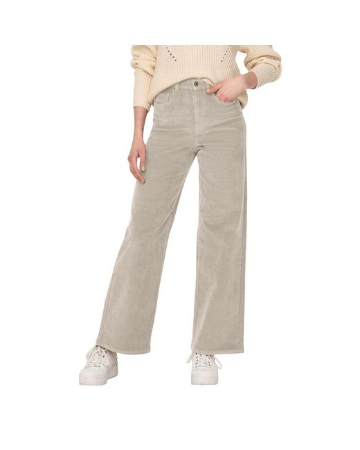 ONLY Natural Beige Cotton Cropped Pants