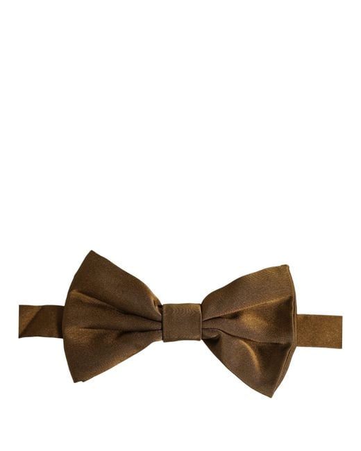 Dolce & Gabbana Men Brown 100% Silk Adjustable Neck Papillon Bow Tie for men