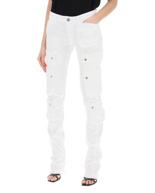 DSquared² White Trumpet Cargo Pants For