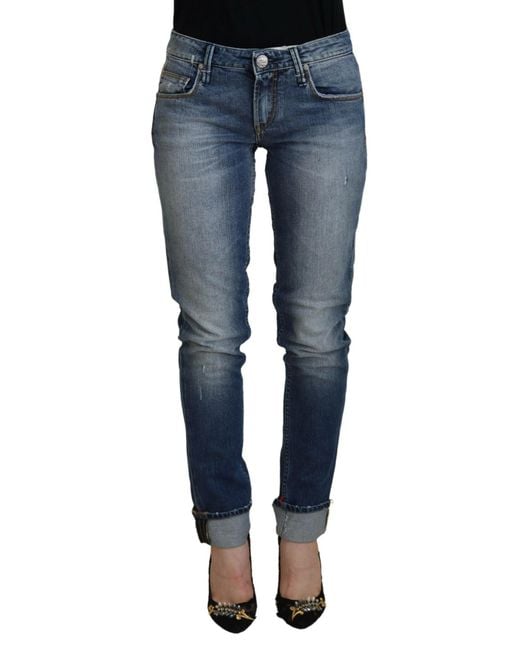 Acht Blue Sleek Skinny Low Waist Denim Jeans