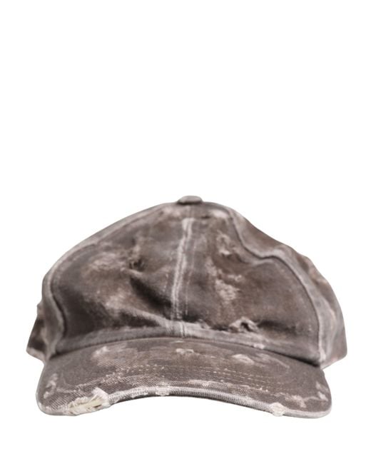 Dolce & Gabbana Gray Men Brown Cotton Distressed Baseball Capello Hat for men