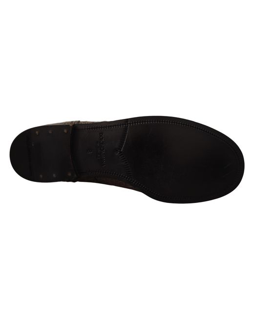 Dolce & Gabbana Black Elegant Crocodile Derby Brogue Boots for men