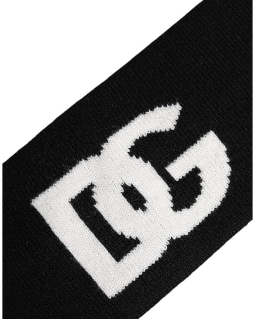 Dolce & Gabbana Black Cashmere Logo Head Band Hat for men