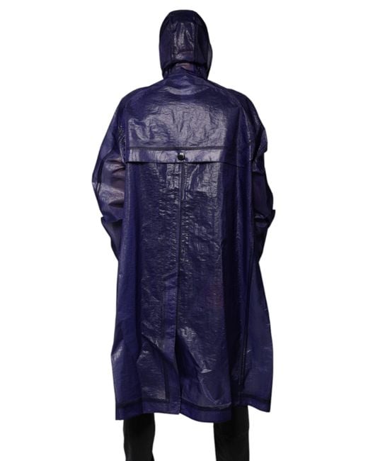 Dolce & Gabbana Dark Blue Cotton Hooded Men Raincoat Jacket for men