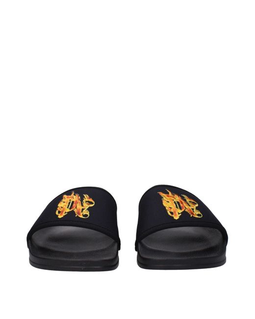 Palm Angels Blue Black Fabric Slipper for men
